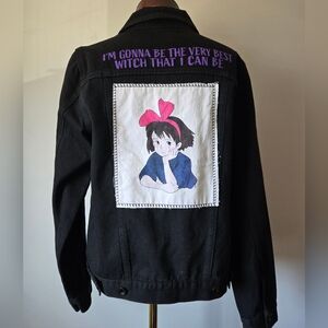 KIKI'S DELIVERY SERVICE " Best Witch" Black Denim Jacket. Size Large